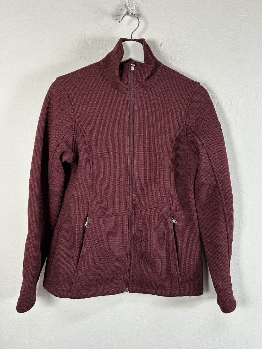 Spyder Endure Stryke Fleece Jacket Womens Full Zip Burgundy Knit Sweater Medium